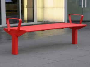 Скамья из нержавеющей стали с подлокотниками без спинки