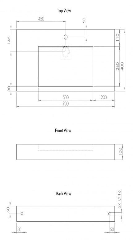 Прямоугольный подвесной умывальник из смолы LUSSO AURA ARCH-00101582 - Вид №17