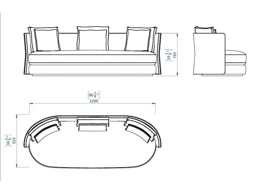3-местный тканевый линейный диван Casa Magna Essence ARCH-00029603 - Вид №2