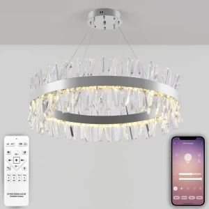 Люстра подвесная Natali Kovaltseva Innovation Style с пультом 32 м² регулируемый белый свет, хром, управление со смартфона