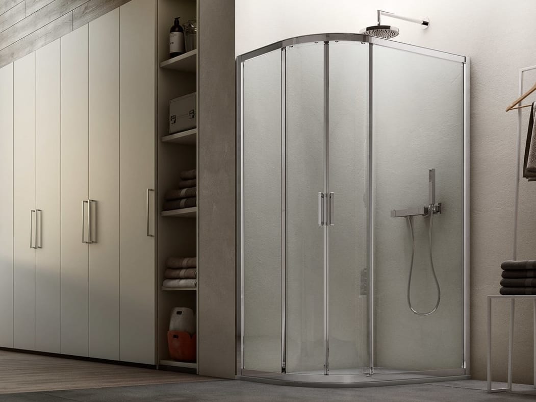 Стеклянная полукруглая душевая кабина с раздвижной дверью ARCOM A6 ARCH-00126583 - Вид №1