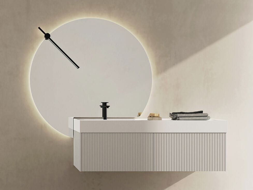 Деревянный подвесной шкаф для умывальника Ed Ocritech со встроенной раковиной LEGNOBAGNO Ri-Stretch ARCH-00009291