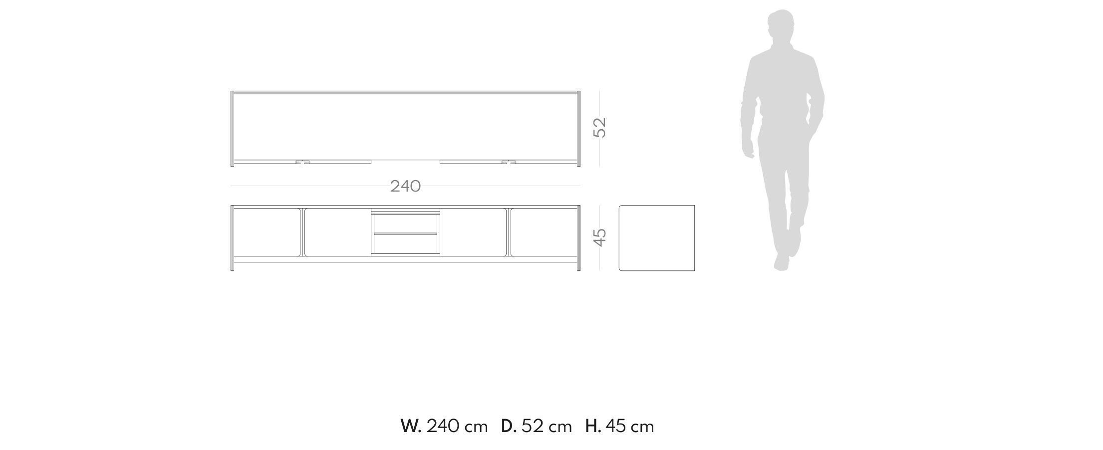 Низкий деревянный шкаф для телевизора с распашными дверцами PRADDY Natur ARCH-00056819 - Вид №7