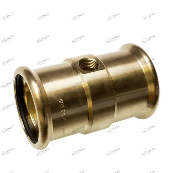 18270FC27612 SANHA 8270FC2 пресс-фитинг, бронза, муфта с двумя отверстиями с резьбой 76,1x1/2 мм 