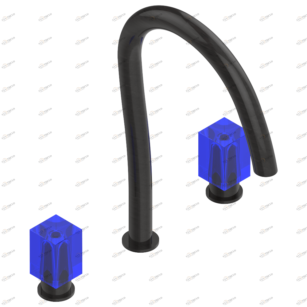 U6K-25SG Смеситель для ванны на 3 отверстия устанавливаемый на борту - излив СУПЕР ГОЛИАФ Thg-paris Beyond crystal с синим хрусталём Покрытие PVD бронза U6K 25SG CAT.F