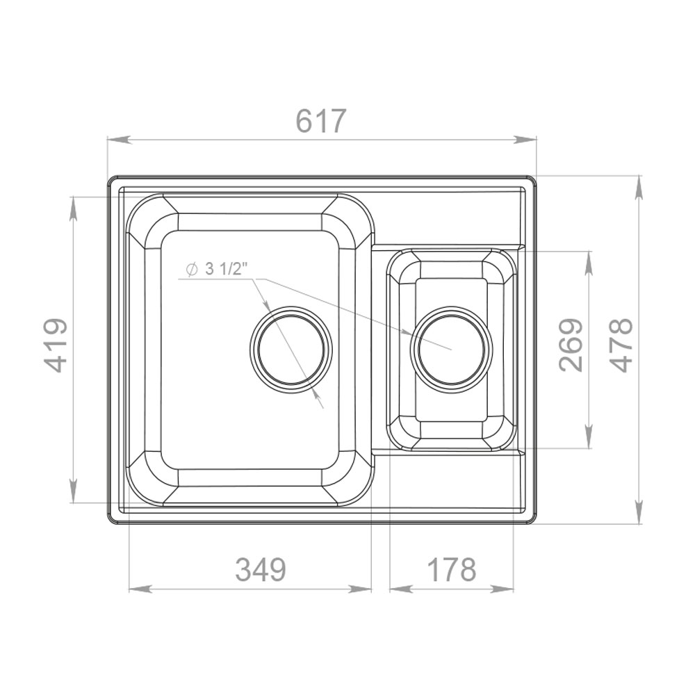 RQ233 белый Мойка кухонная прямоугольная Raiber  - Вид №1