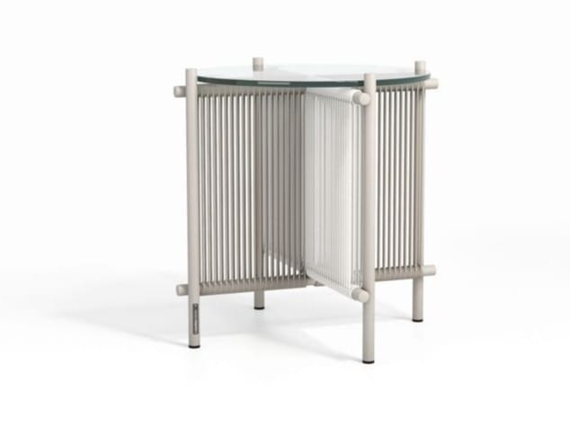 Круглый алюминиевый и стеклянный садовый столик ROCHE BOBOIS путешественник ARCH-00138051 - Вид №1