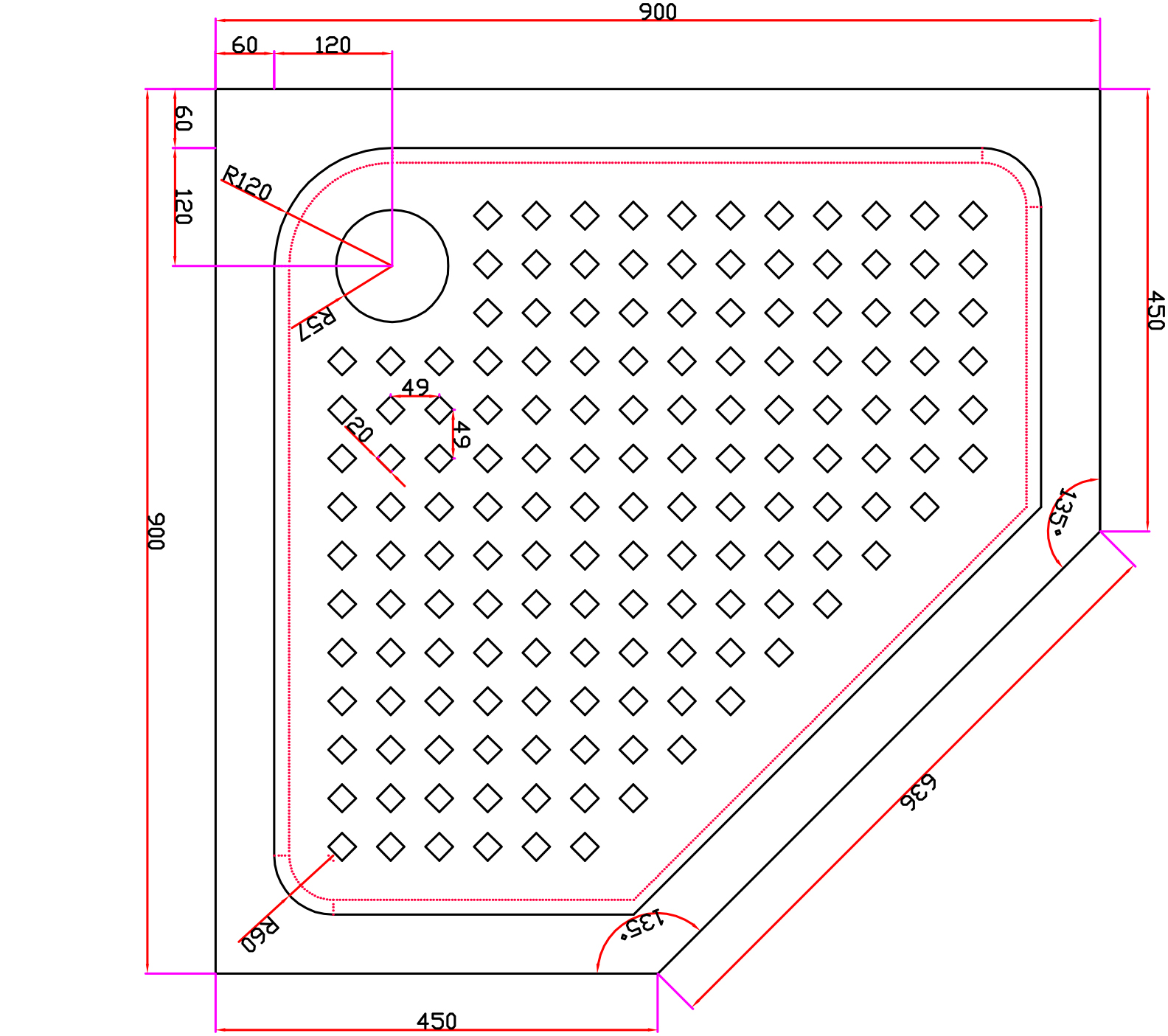 Акриловый поддон CEZARES TRAY-A-P-90-15-W  - Вид №1