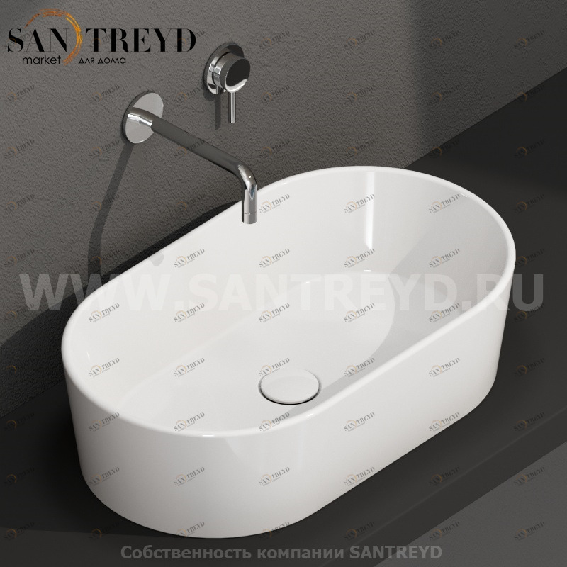 FO061BI Накладная раковина на столешницу  прямоугольная Ceramica Globo 