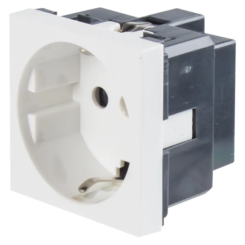 Розетка для кабель-канала LK Studio LK45 с заземлением со шторками цвет белый STLM-2161436 - Вид №1