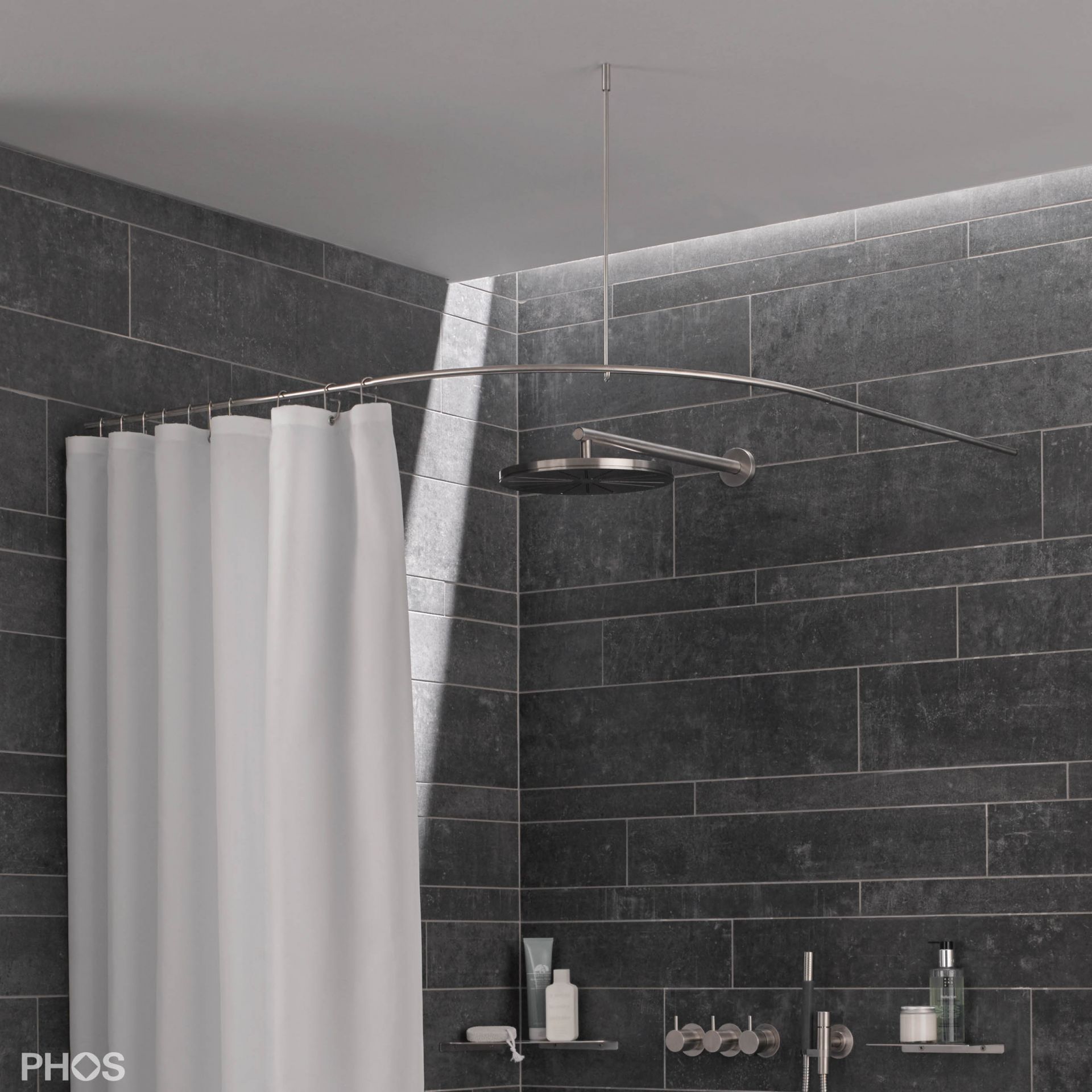 DSB500-750 Квадрант штанги для душевой занавески с радиусом дуги 50 см, 75 x 75 см PHOS 