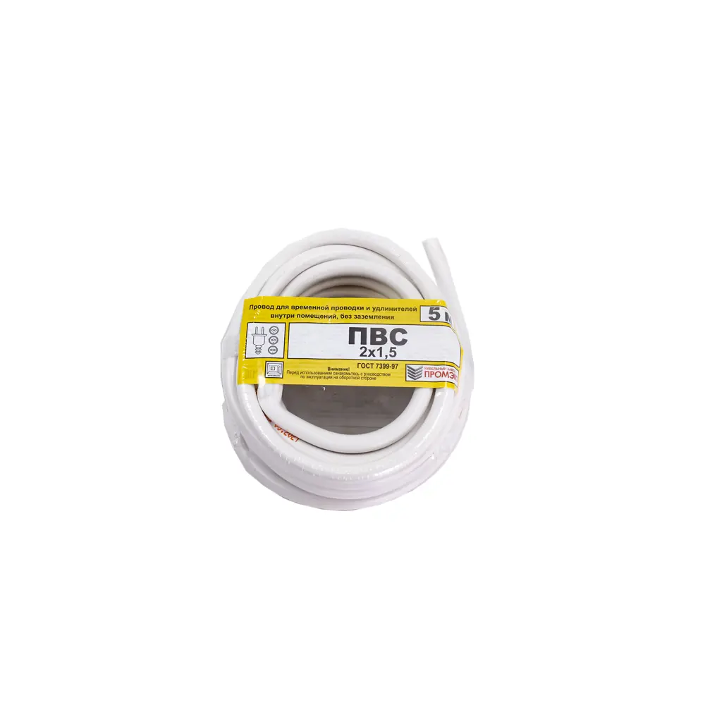 Провод Промэко ПВС 2x1.5 5 м ГОСТ цвет белый 82912079 STLM-2162790 