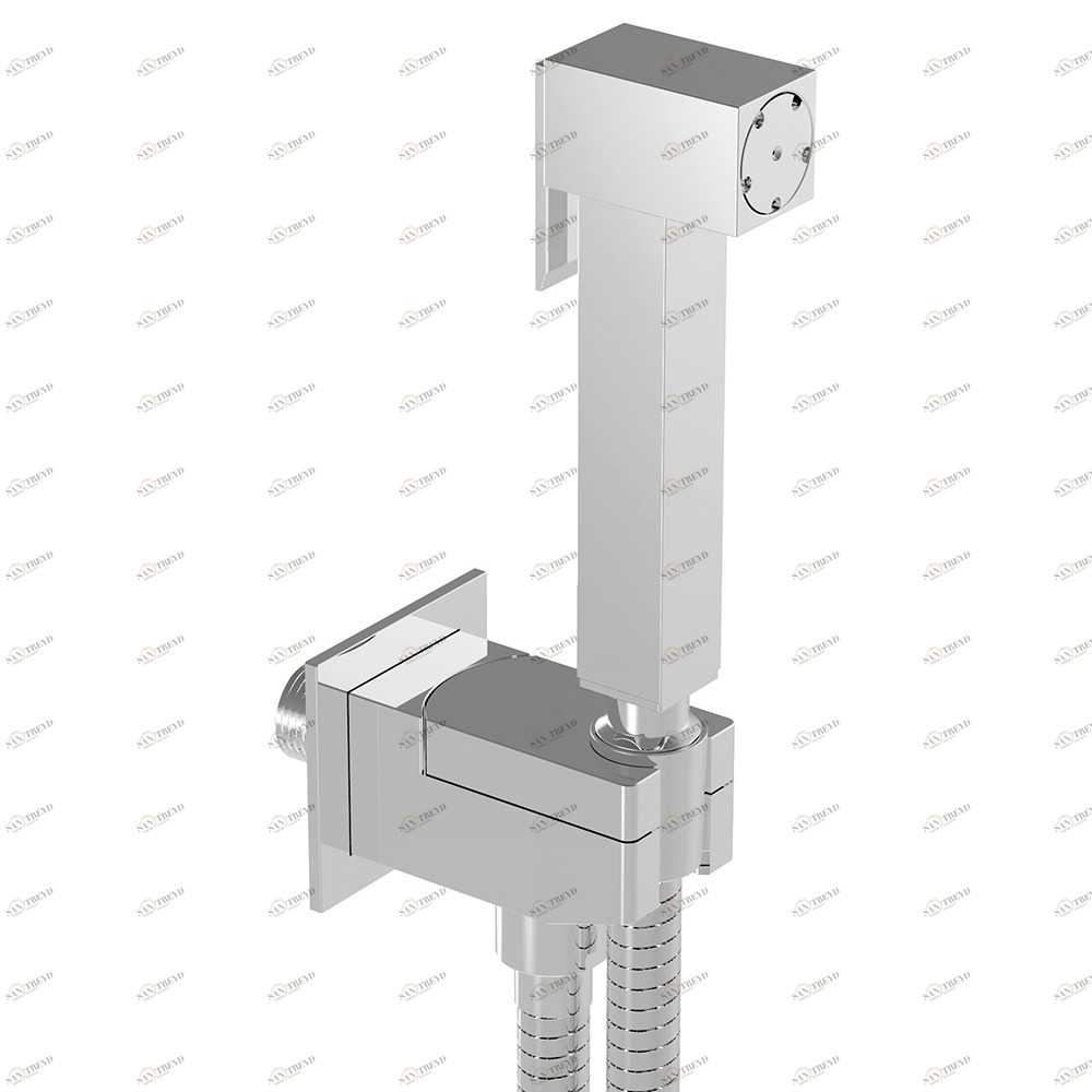 Graffio Водозаборник с квадратной опорой и предохранительным устройством, латунная квадратная кнопочная гиперштрафия NAMIR, гибкий шланг ULTRAFLEX 120 см. KSPAQ100-09-01 