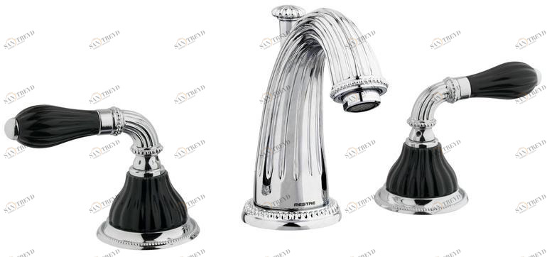 Bronces Mestre Смеситель для мойки с 3 отверстиями с глянцевой отделкой Artica with porcelain 233501.n000.50