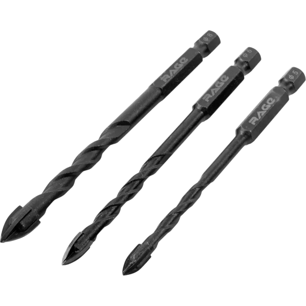 Набор сверл RAGE для стекла и керамики, 3 предмета 89422048 STLM-1565851