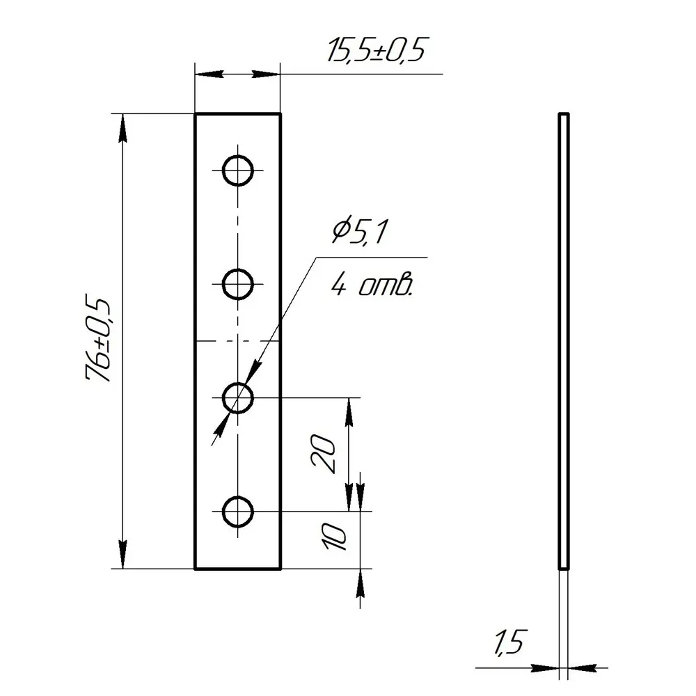 пластина соединительная мебельная 76x15x1,5 12976967 STLM-2083753 ПЕТРОТЕХ  - Вид №3