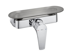 Открытый однорычажный смеситель для душа с полкой