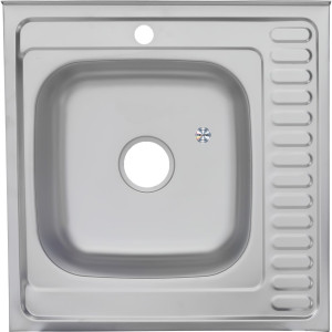 Мойка 6060 L MELANA 0,6/160 ДЕКОР накладная прямоугольная с сифоном (156D t L *15)