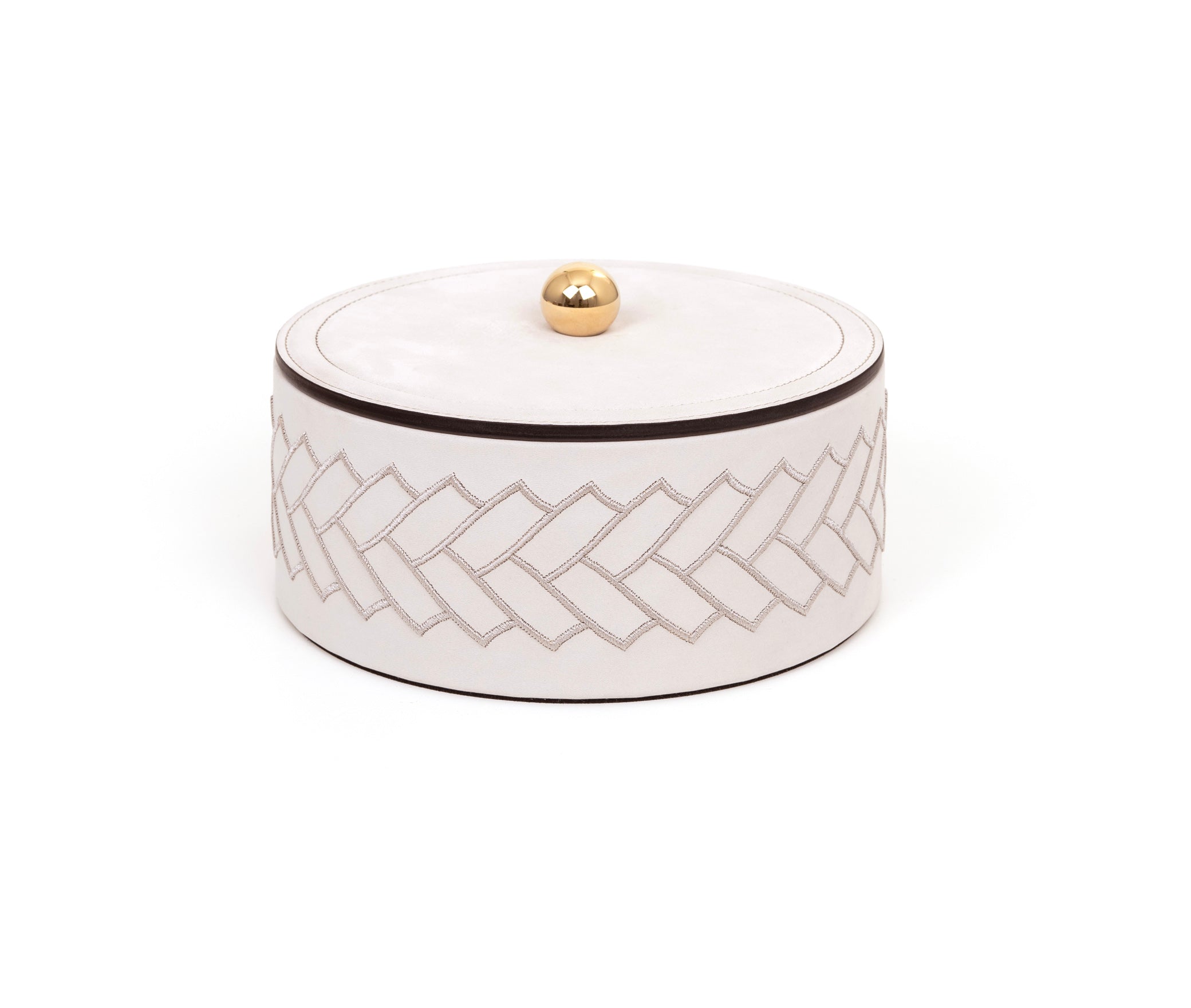 Lily Box - Ø 17XH8 см / металл-хром / нубук-кожа серо-коричневый Pinetti 00.1681.038.048 - Вид №2