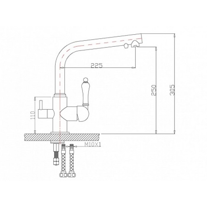 Zorg ZR 313 YF-PVD-GOLD Смеситель для кухни Zorg 305х225  - Вид №2