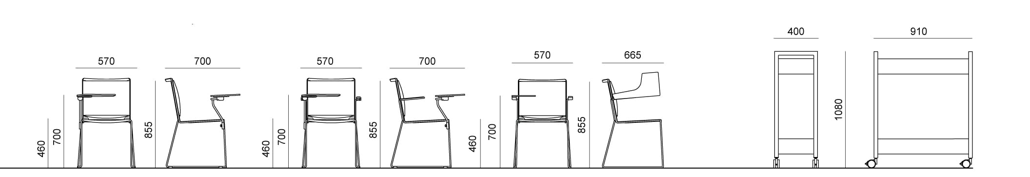 Стул для конференций из полипропилена с откидным верхом Diemmebi S'mesh ARCH-00075302 - Вид №3