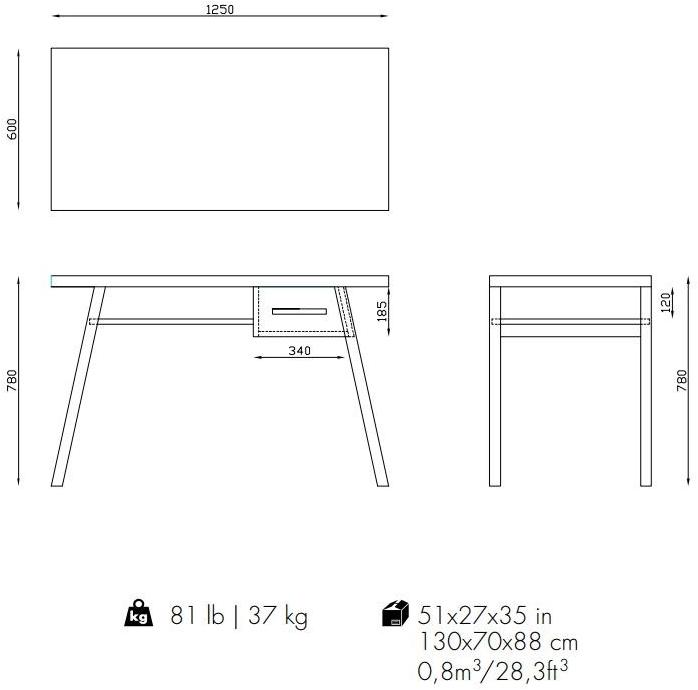 Mambo Unlimited Ideas Дубовый стол с ящиками Murfy sun-id-1399058 - Вид №2