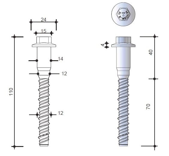 Оцинкованный винтовой соединитель для бетонной съемки TECNARIA V CEM-E ARCH-00056162 - Вид №2
