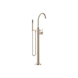 VAIA Смеситель для ванны однорычажный со стояком для отдельностоящей установки с ручным душем - матовое шампанское (22-каратное золото)