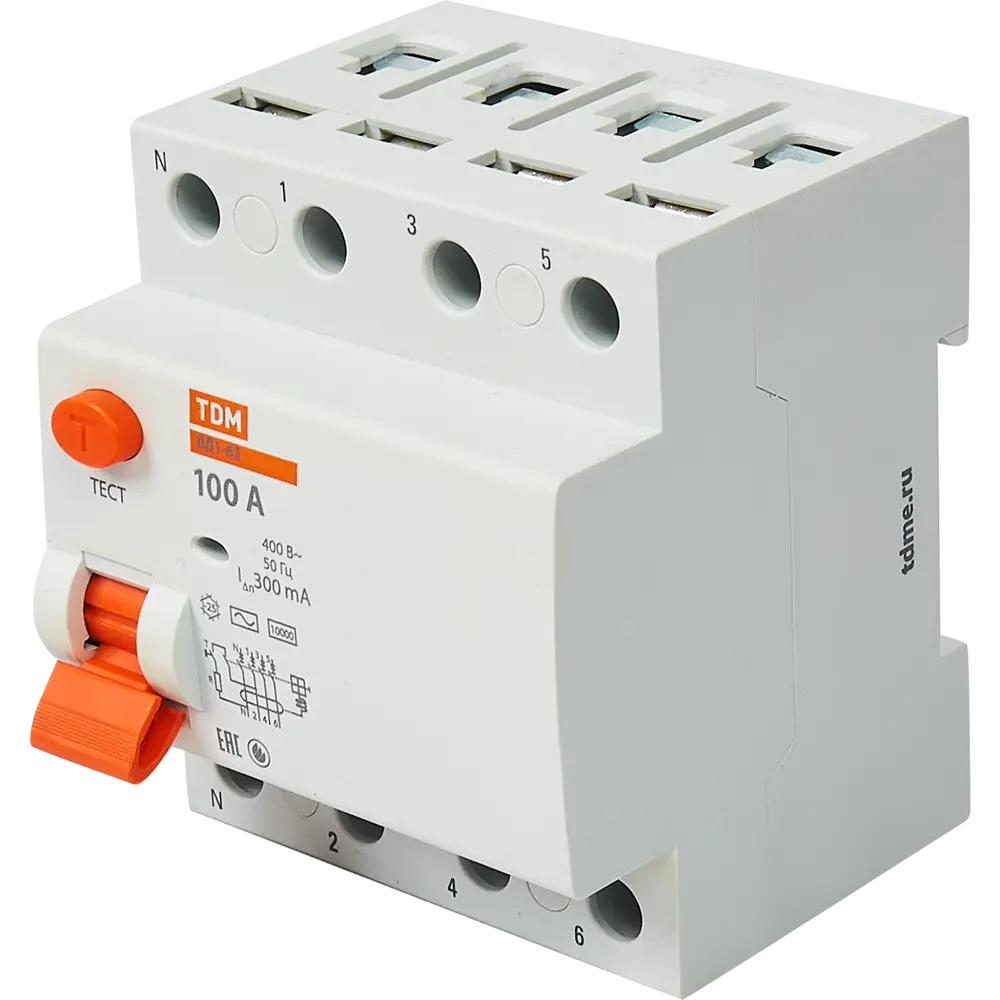 УЗО TDM Electric ВД1-63 4-полюсное 100А с защитой от утечек 84399447 STLM-0049231