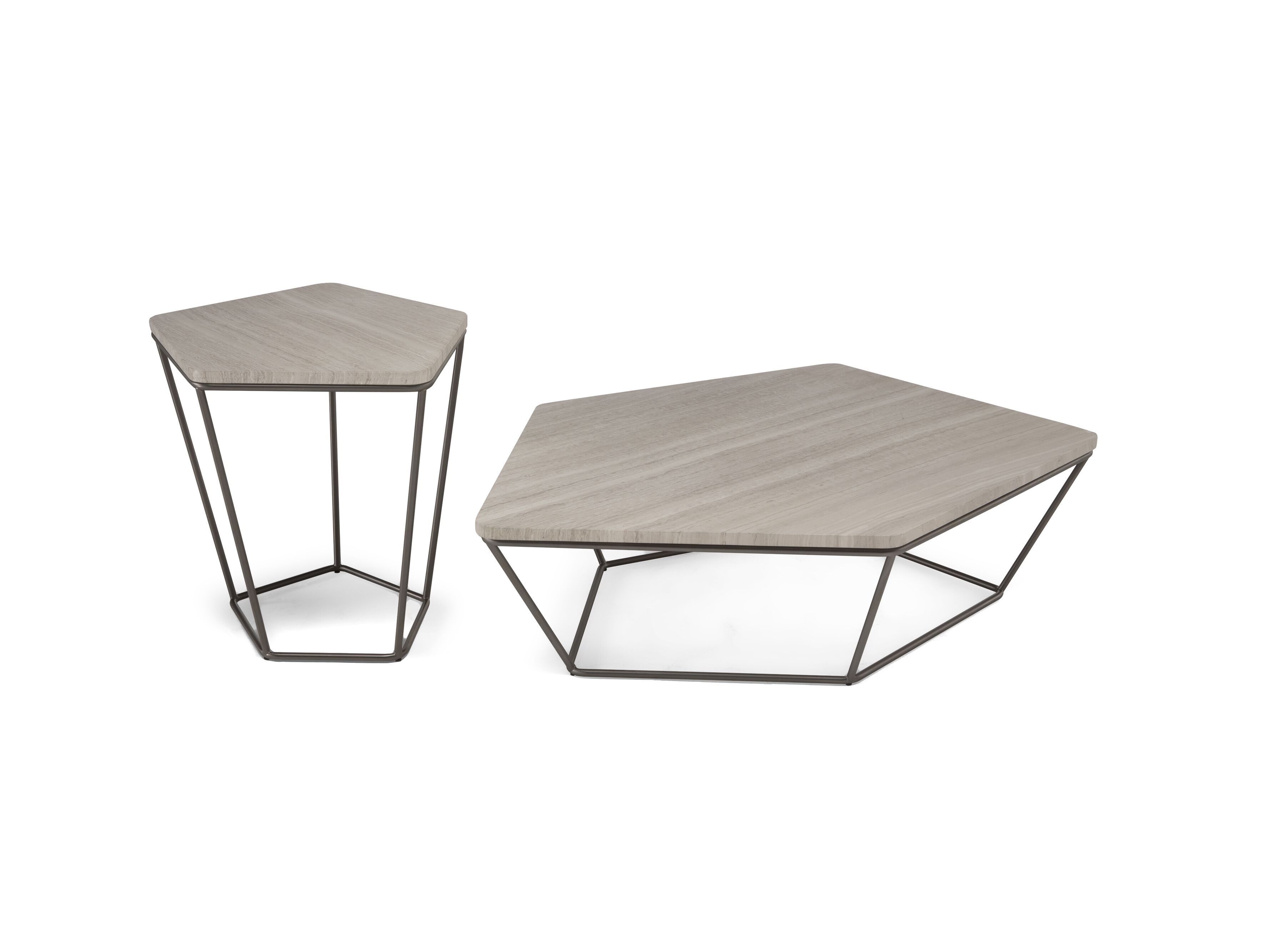 Высокий металлический журнальный столик с мраморной столешницей Natuzzi Italia Chocolat ARCH-00046433 - Вид №2