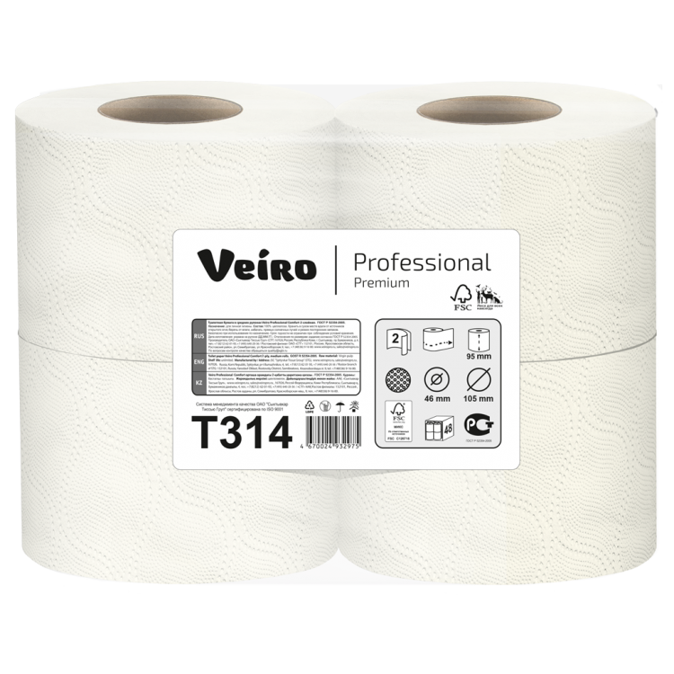 T314 Veiro Туалетная бумага в рулонах Veiro Professional Comfort T314 Q2 12 рулонов по 20 м 