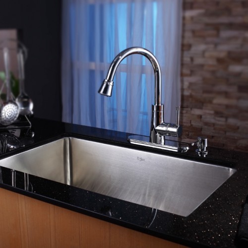 KHU100-30-KPF2220SN-KSD33BN Накладная раковина на столешницу  прямоугольная Krausru  - Вид №7