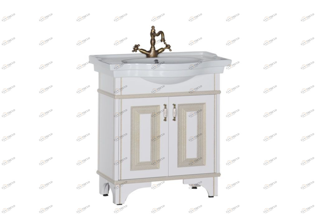 Тумба с раковиной Aquanet Валенса 80 белый краколет/золото 0018265600181619