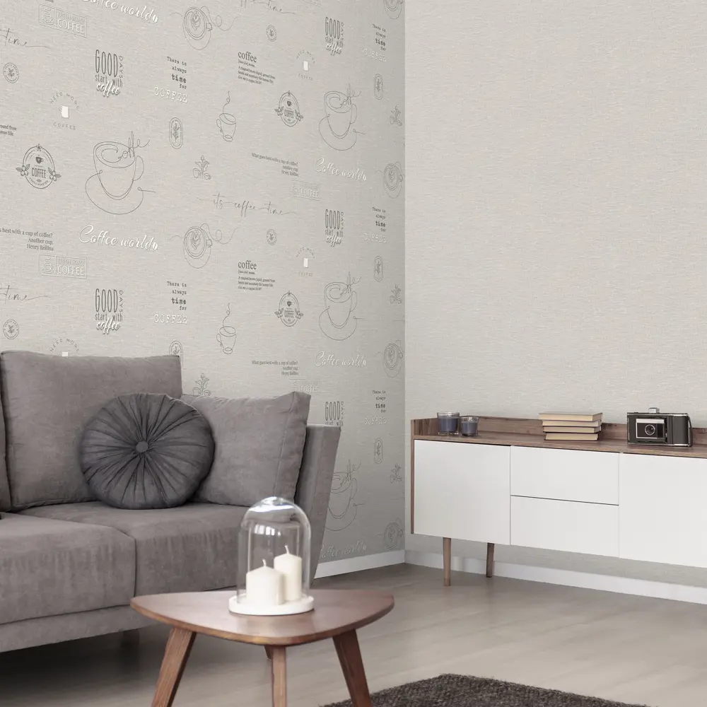 Обои флизелиновые Ateliero Café серые с цветочным узором в стиле кантри 89432673 STLM-1573657 - Вид №4