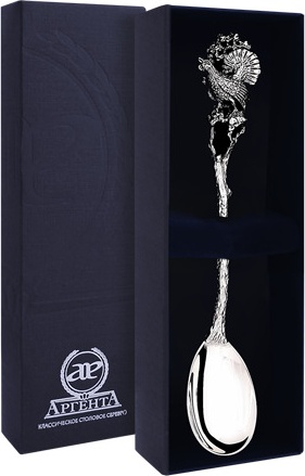 10558202 Аргента (Россия) Ложка чайная "Глухарь" с черн. Серебро 925 