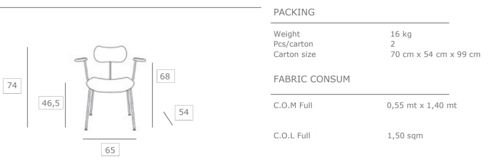 Мягкий тканевый стул с подлокотниками JOB’S Nod ARCH-00113134 - Вид №8