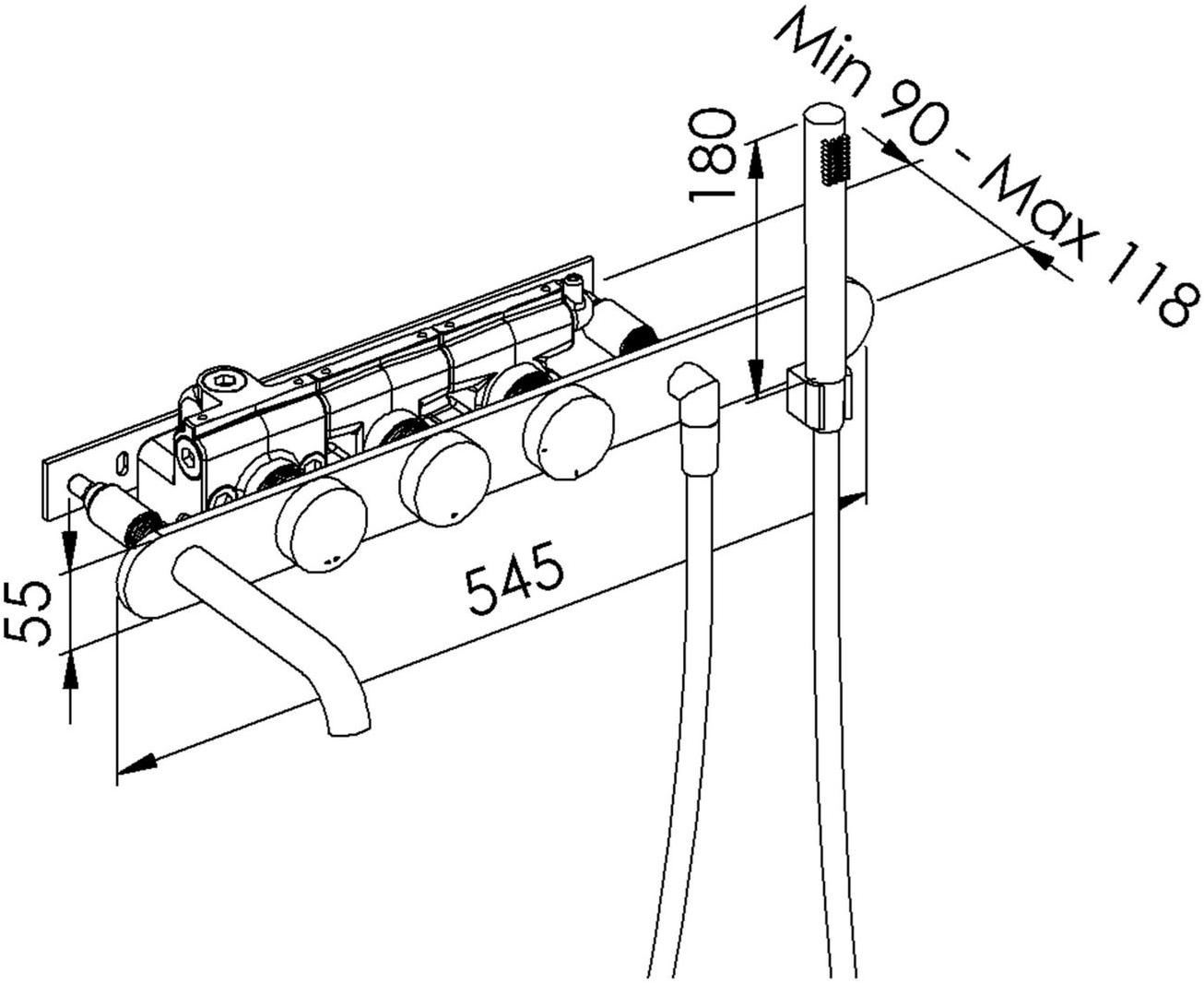 rvb Настенный термостатический комплект для ванны с ручным душем Tune 4595.--.71 - Вид №1