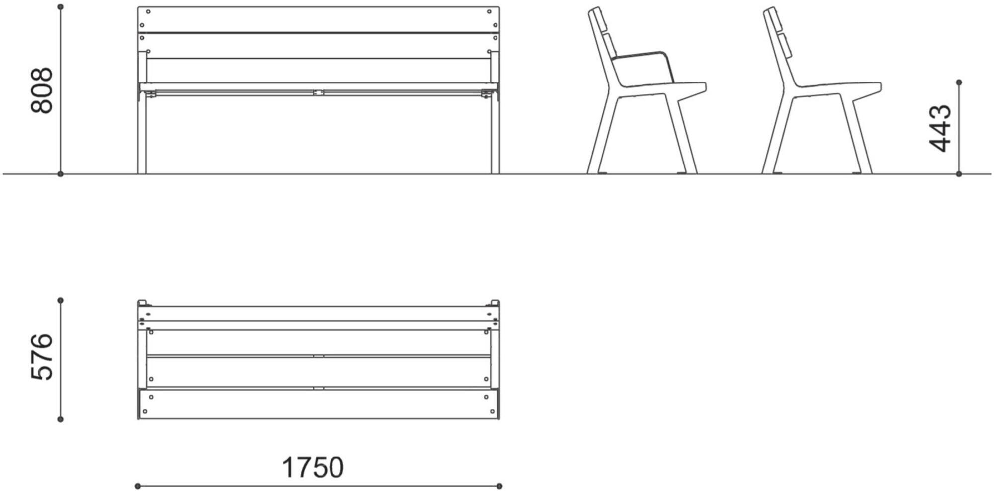 City Design Скамья из стали и дерева со спинкой Noale Noale w - Вид №2
