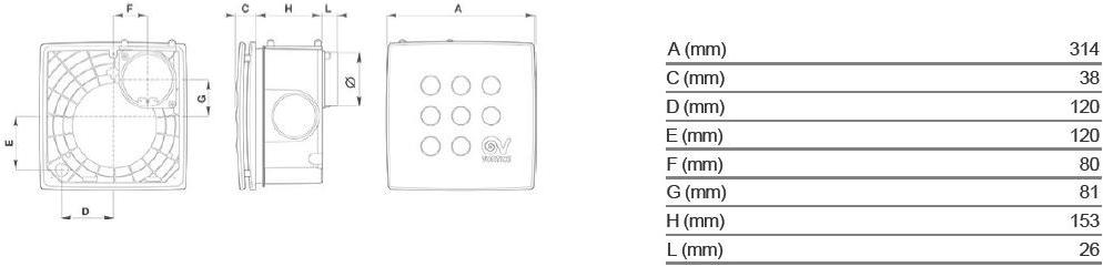 Vortice Встроенный центробежный экстрактор Vort quadro i 12023 - Вид №2