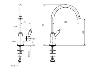 Однорычажный кухонный смеситель с поворотным изливом