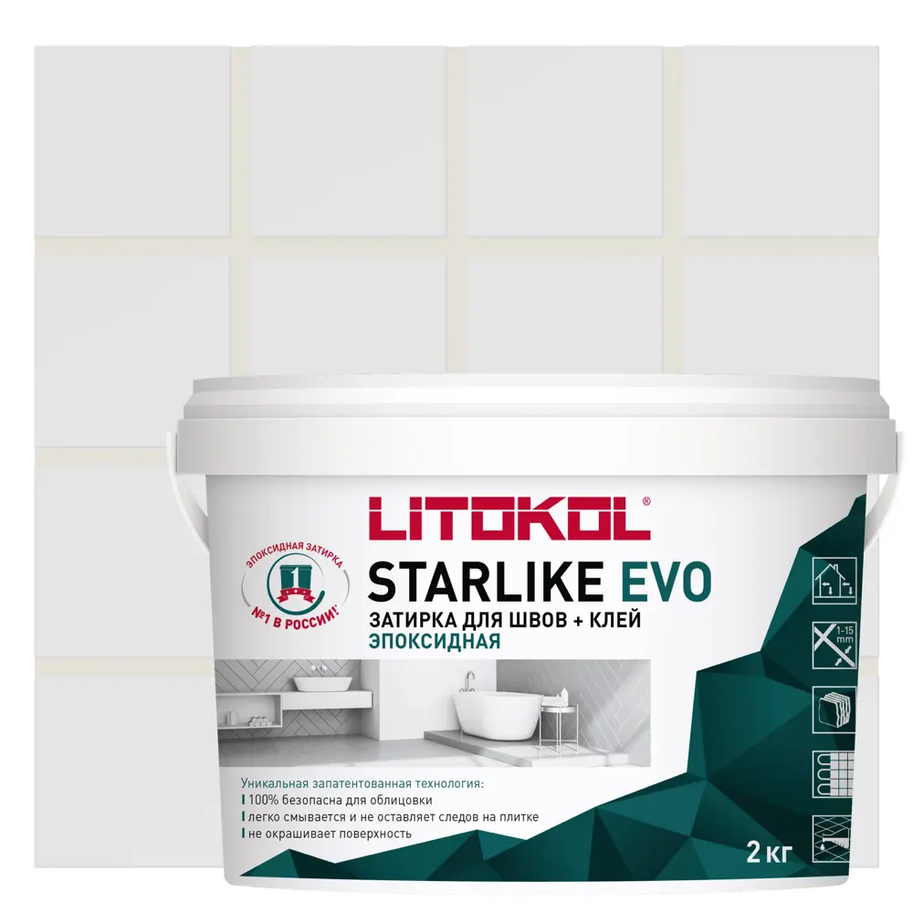 Litokol Starlike Evo - эпоксидная затирка и клей для плитки, цвет слоновая кость 2 кг 82860209 STLM-0037265