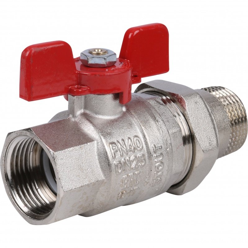 Кран шаровый STOUT ВН 1" с американкой бабочка красная SVB1007000025 - Вид №3