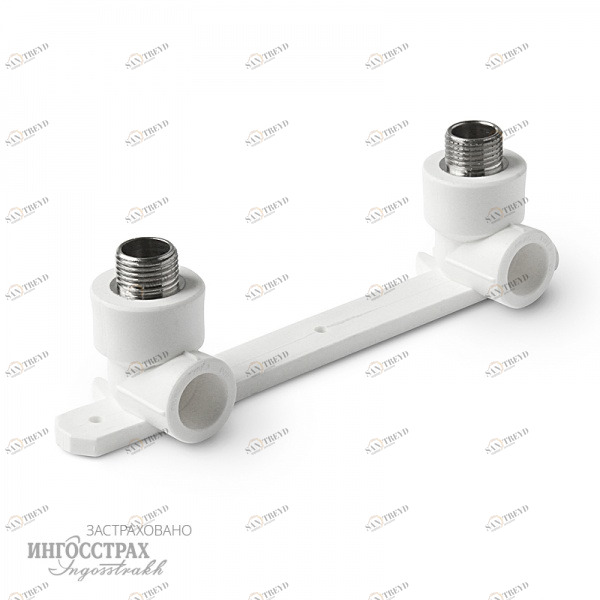 Угольник комбинированный с креплением (нар.рез.) двойной 20-1/2 PP-R PROAQUA 271289