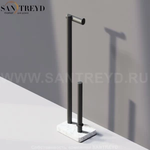 Agape DOT LINE Конструкция с функцией держателя для туалетной бумаги с запасным держателем черная на подставке из белого мрамора ADTL0461.NZ