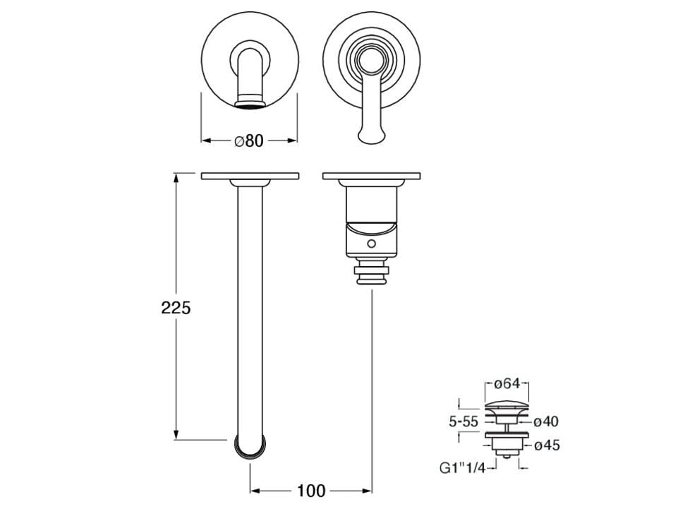 Однорычажный смеситель для раковины с 2 отверстиями без слива CRISTINA Rubinetterie Маяк ARCH-00100612 - Вид №2