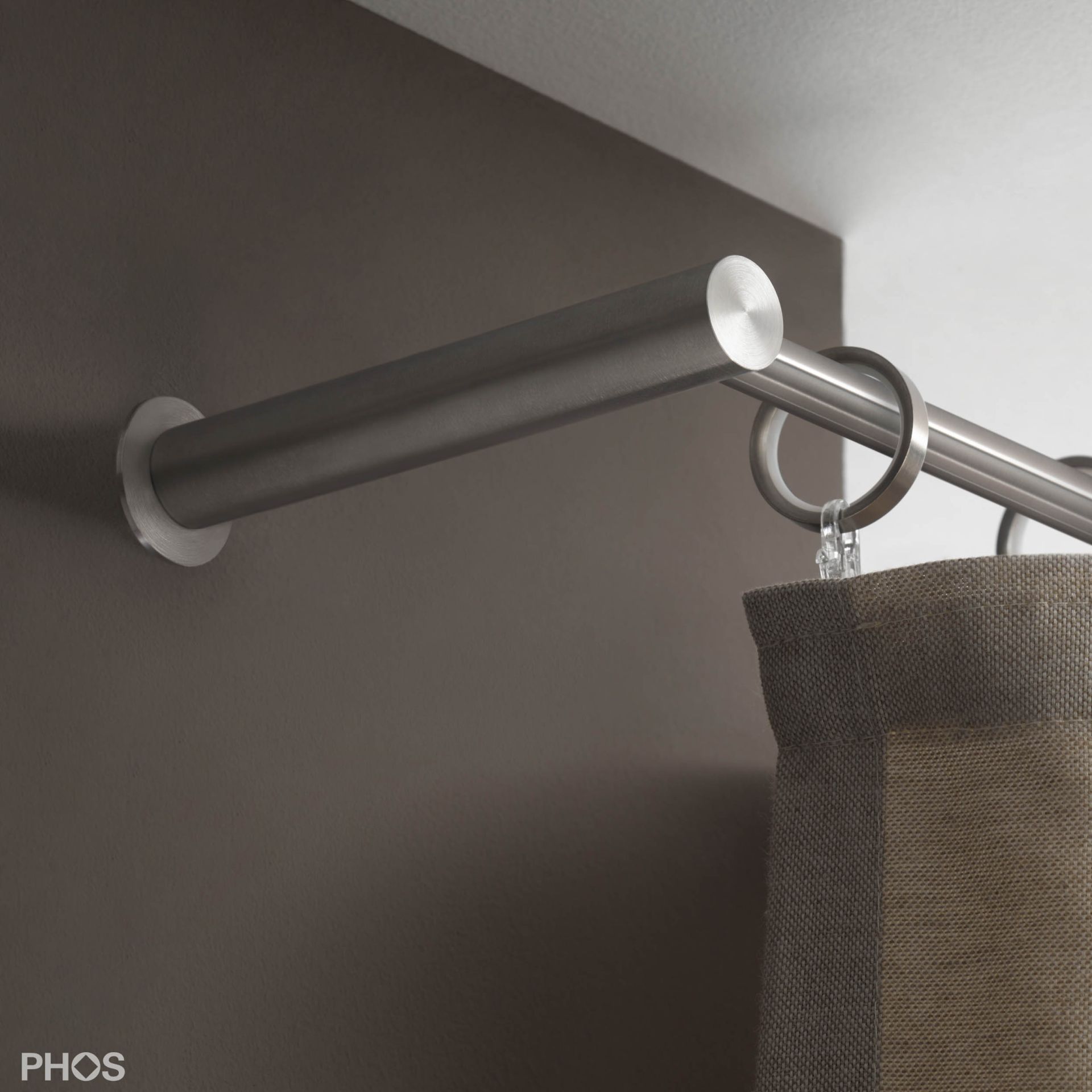 VS20-140E1200 Комплект карнизов: 120 см с 2 концевыми кронштейнами (большое расстояние от стены) PHOS 