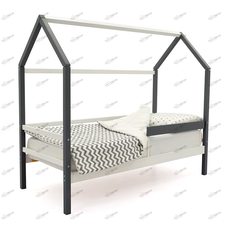 Кровать-домик детская графит-белая Svogen БЕЛЬМАРКО  00-3833079 Серый Santreyd 