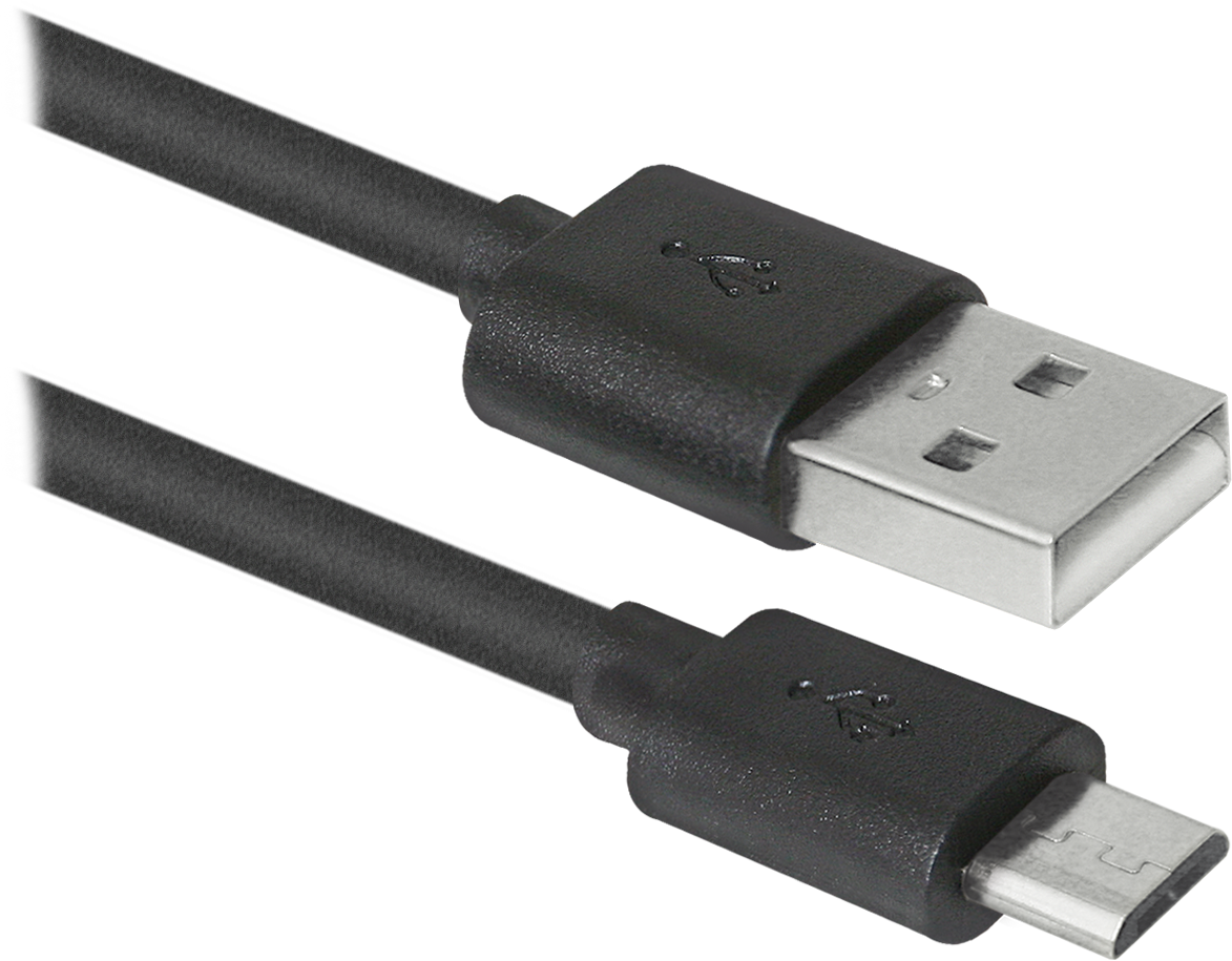 87476 usb кабель usb08-03bh usb2.0 черный, am-microbm, 1м Defender Santreyd  - Вид №1