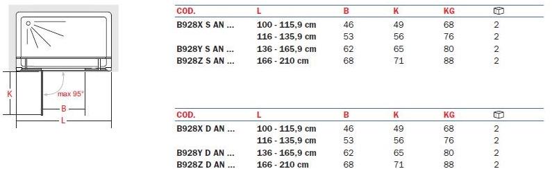 INDA® Распашная дверь с двумя неподвижными элементами Azure B928/b927/b978/b977 - Вид №2
