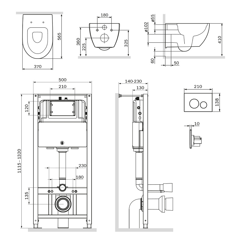 IS49001.111700 Комплект инсталляция с клав Pro L белый с подвесным унитазом FlashClean с сид м/л AM.PM Awe - Вид №5